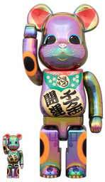 BE@RBRICK 招き猫 開運・千万両 黒透明メッキ 100％ & 400％