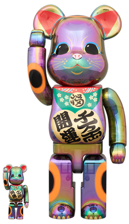 BE@RBRICK 招き猫 開運・千万両 黒透明メッキ 100％ & 400％