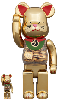 BE@RBRICK 招き猫 小判 開運 金メッキ 100％ & 400％