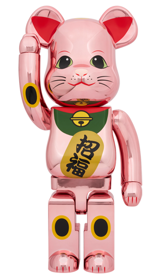 BE@RBRICK 招き猫 招福 桃金メッキ 1000％